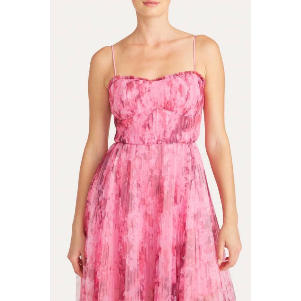 NEW MONIQUE LHUILLIER sleeveless tulle maxi dress in superimposed flora - Picture 2 of 4